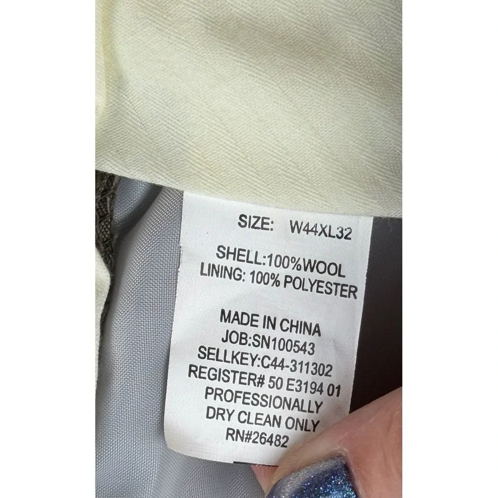 NWT Concepts by Claiborne Wool Dress Pants 44x32 Taupe Pinstripe Flat Front